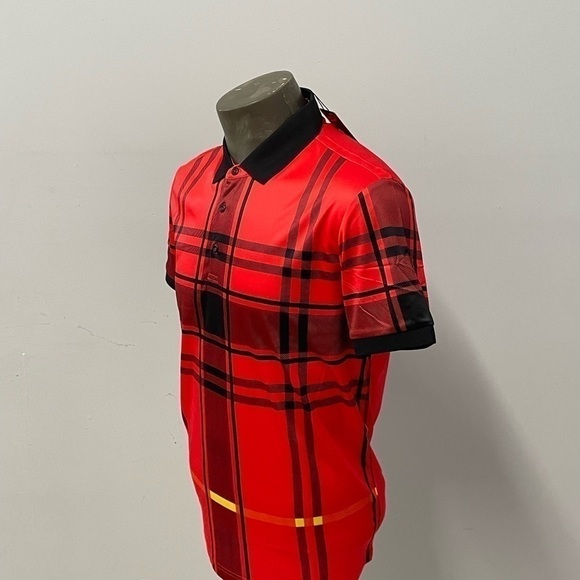 Barocco polo shirt red plaid modern fit - Picture 2 of 3